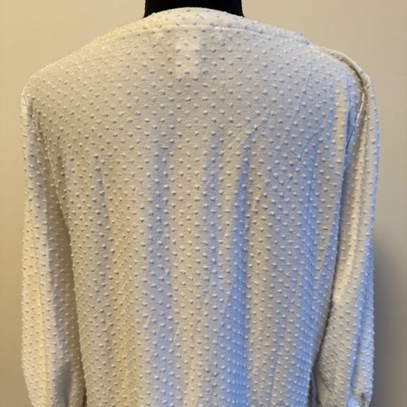 *WHITE HOUSE BLACK MARKET* White Polka Dot Long Sleeve Top Size Medium - Picture 5 of 7